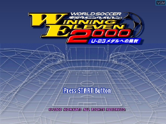Title screen of the game World Soccer Jikkyou Winning Eleven 2000 - U-23 Medal e no Chousen on Sony Playstation