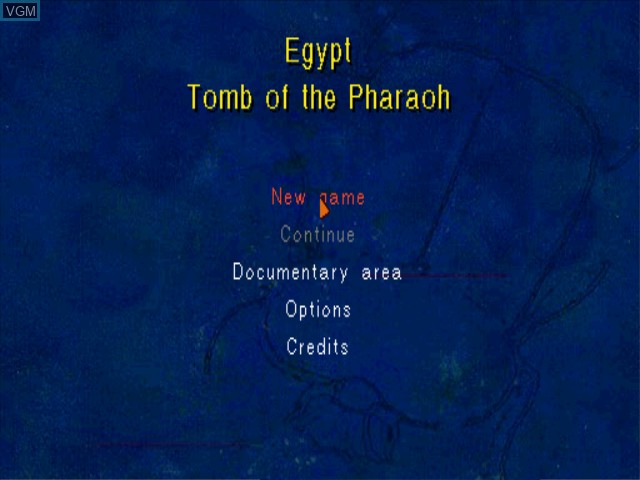Title screen of the game Egypt 1156 B.C. - Tomb of the Pharaoh on Sony Playstation