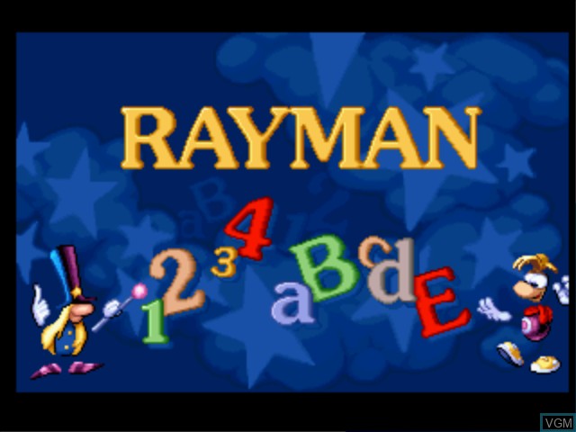 Title screen of the game Rayman Brain Games on Sony Playstation