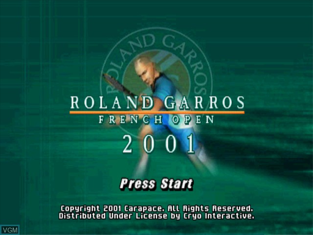 Title screen of the game Roland Garros French Open 2001 on Sony Playstation