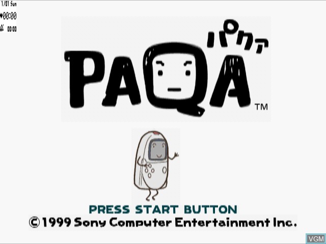 Title screen of the game PAQA on Sony Playstation