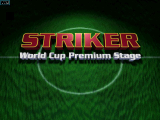 Title screen of the game Striker - World Cup Premiere Stage on Sony Playstation