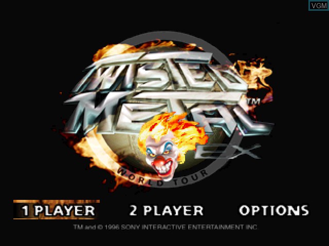 Title screen of the game Twisted Metal EX on Sony Playstation