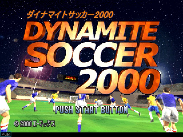 Title screen of the game Dynamite Soccer 2000 on Sony Playstation