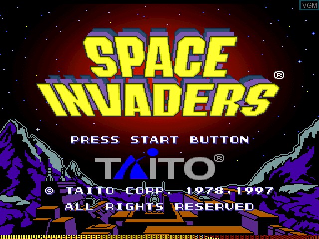 Title screen of the game Space Invaders on Sony Playstation