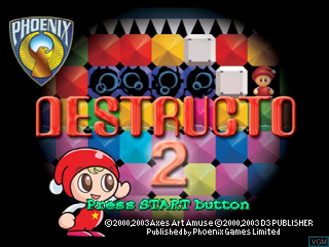 Title screen of the game Destructo 2 on Sony Playstation