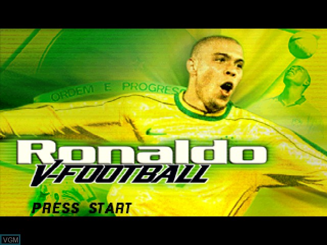 Title screen of the game Ronaldo V-Football on Sony Playstation