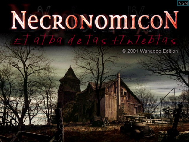 Title screen of the game Necronomicon - El Alba de las Tinieblas on Sony Playstation