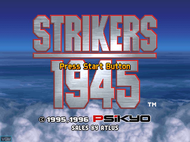 Title screen of the game Strikers 1945 on Sony Playstation