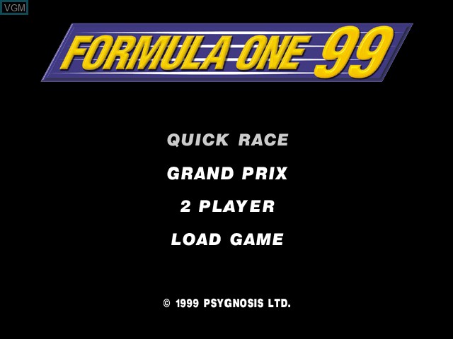 Title screen of the game Formula One 99 on Sony Playstation