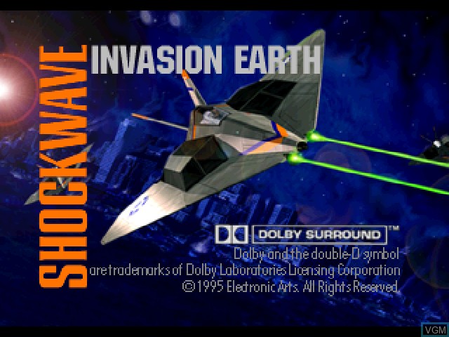 Title screen of the game Shockwave Assault on Sony Playstation