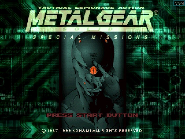 Title screen of the game Metal Gear Solid - Special Missions on Sony Playstation