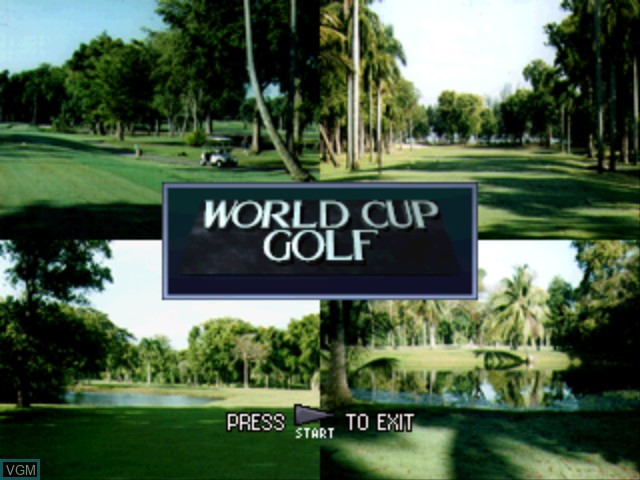 Title screen of the game World Cup Golf in Hyatt Dorado Beach on Sony Playstation