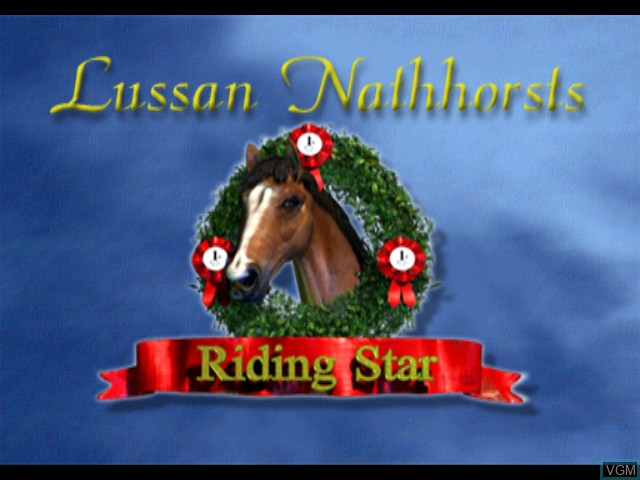 Title screen of the game Lussan' Nathhorst Presenterar Riding Star on Sony Playstation