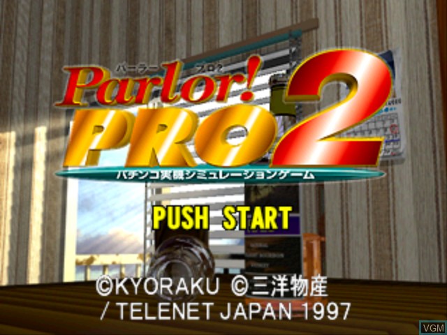 Title screen of the game Parlor! Pro 2 on Sony Playstation