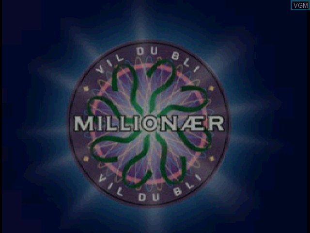 Title screen of the game Vil du bli millionaer on Sony Playstation