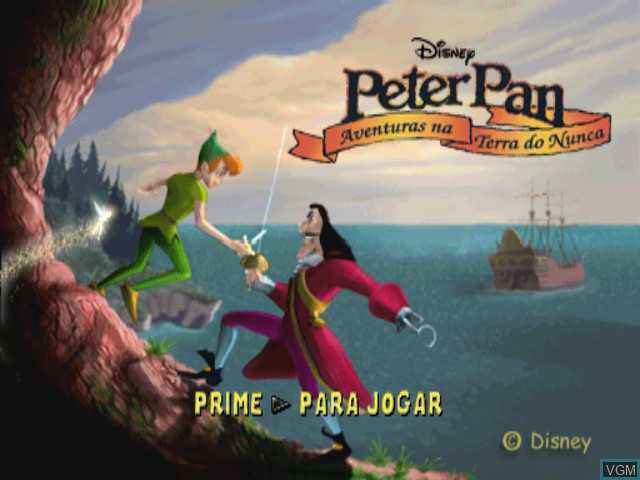 Title screen of the game Peter Pan - Aventuras na Terra do Nunca on Sony Playstation