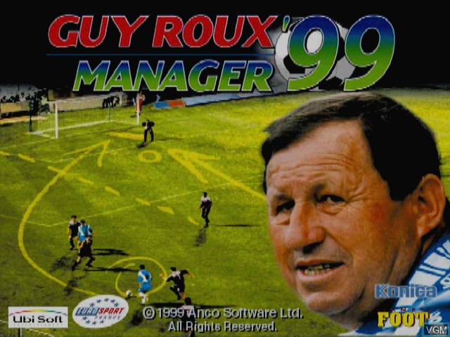 Title screen of the game Guy Roux Manager '99 on Sony Playstation
