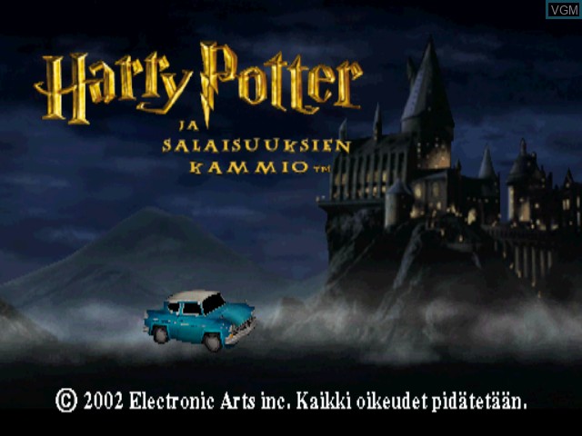 Title screen of the game Harry Potter ja Salaisuuksien kammio on Sony Playstation