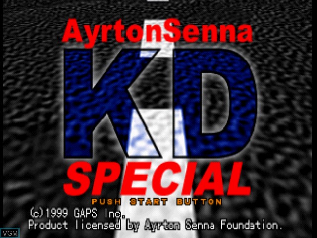 Title screen of the game Ayrton Senna Kart Duel Special on Sony Playstation