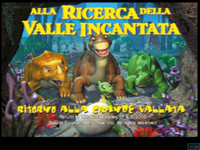 Title screen of the game Alla Ricerca della Valle Incantata - Ritorno alla Grande Vallata on Sony Playstation
