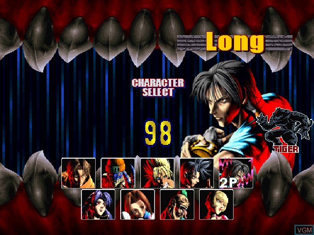 Menu screen of the game Bloody Roar 2 - Bringer of the New Age on Sony Playstation