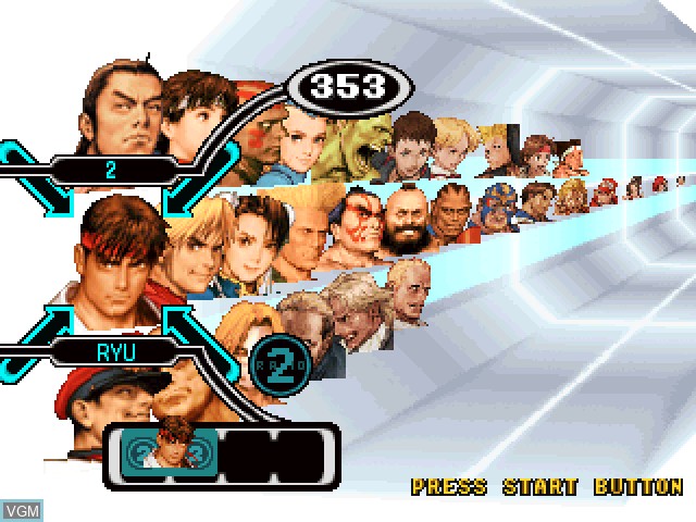 Menu screen of the game Capcom vs. SNK Pro on Sony Playstation