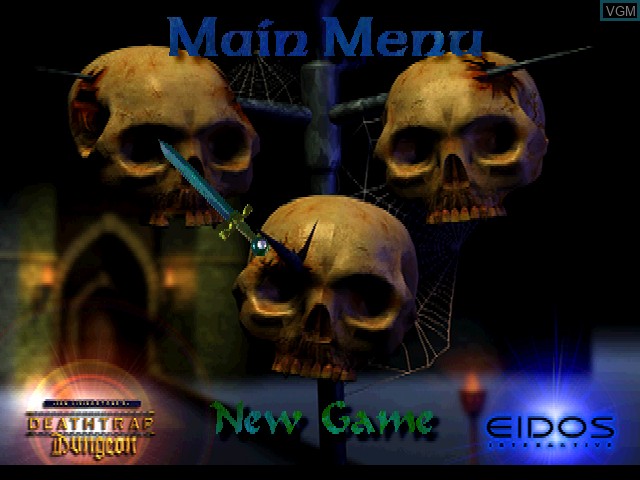 Menu screen of the game Deathtrap Dungeon on Sony Playstation