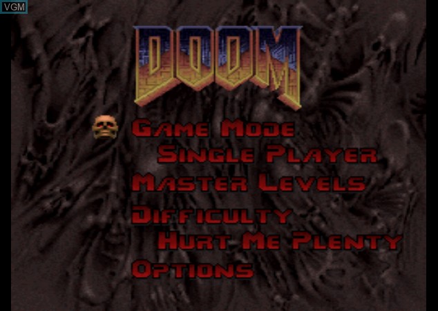 Menu screen of the game Final DOOM on Sony Playstation