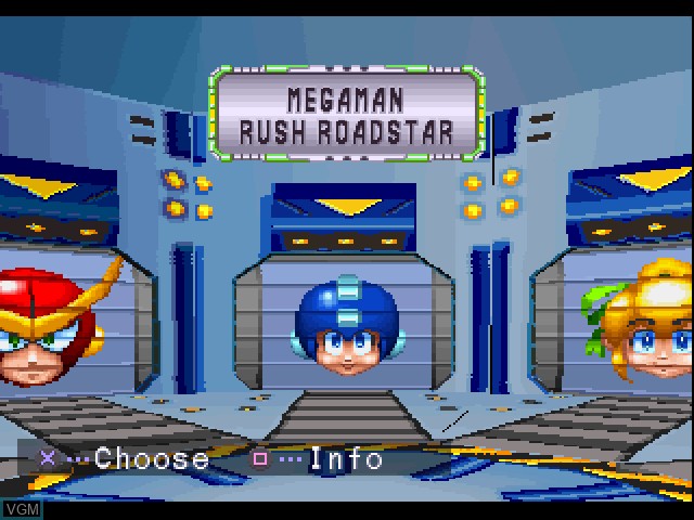 Menu screen of the game Mega Man Battle & Chase on Sony Playstation