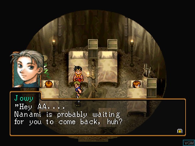 Menu screen of the game Suikoden II on Sony Playstation