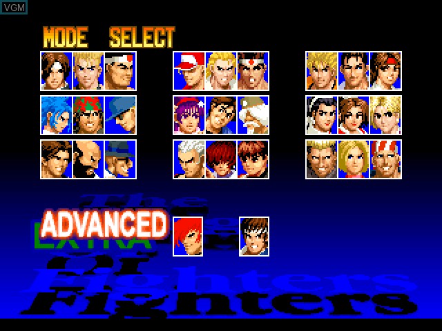 Menu screen of the game King of Fighters '97, The on Sony Playstation