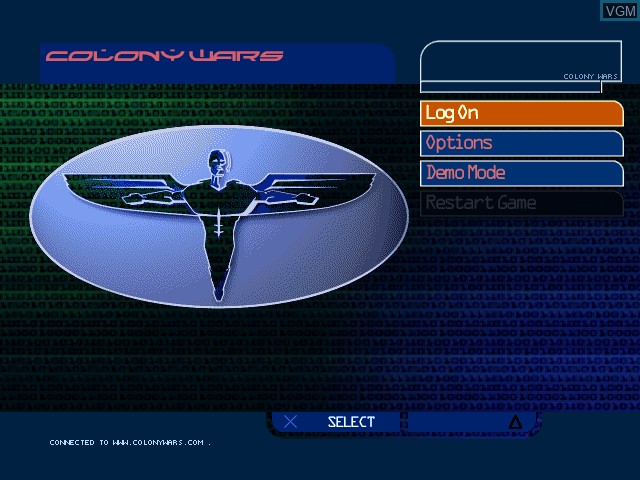 Menu screen of the game Colony Wars on Sony Playstation