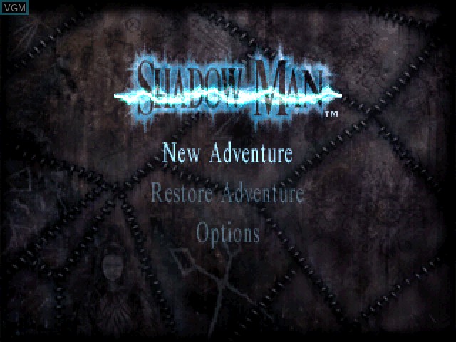 Menu screen of the game Shadow Man on Sony Playstation