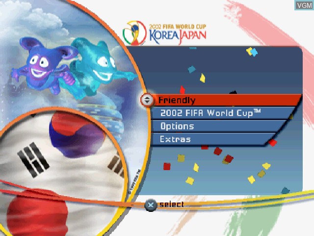Menu screen of the game 2002 FIFA World Cup on Sony Playstation