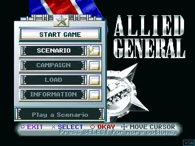 Menu screen of the game Allied General on Sony Playstation