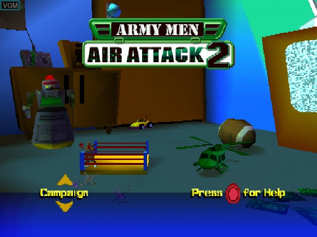 Menu screen of the game Army Men - Air Attack 2 on Sony Playstation