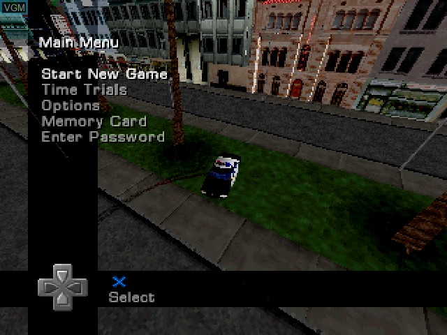 Menu screen of the game Auto Destruct on Sony Playstation