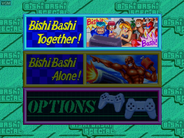 Menu screen of the game Bishi Bashi Special on Sony Playstation
