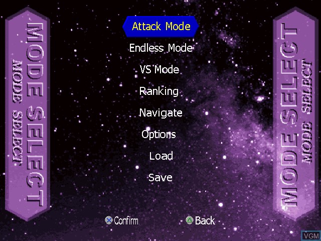 Menu screen of the game Block Buster on Sony Playstation
