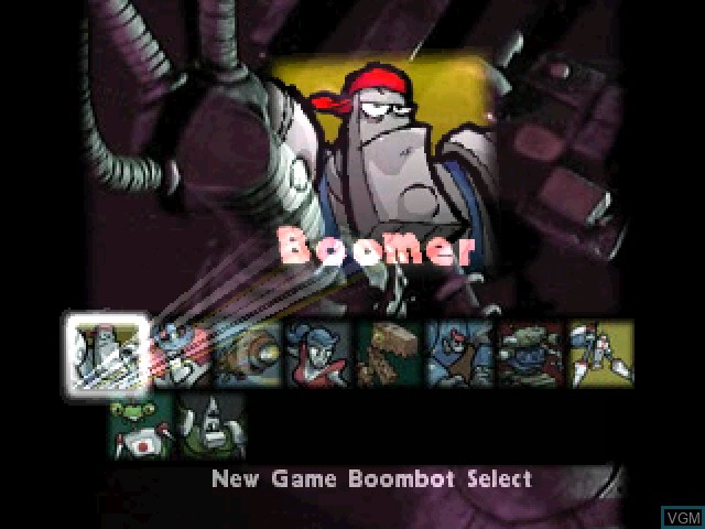 Menu screen of the game Boombots on Sony Playstation