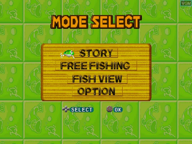 Menu screen of the game Bass Tsuri ni Ikou! Let's Go Bassfishing! on Sony Playstation