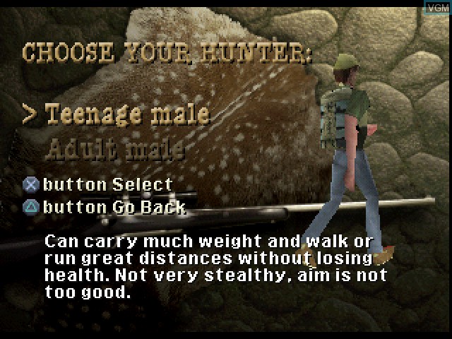 Menu screen of the game Cabela's Ultimate Deer Hunt - Open Season on Sony Playstation