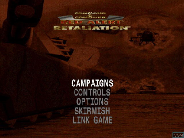 Menu screen of the game Command & Conquer - Red Alert - Retaliation on Sony Playstation