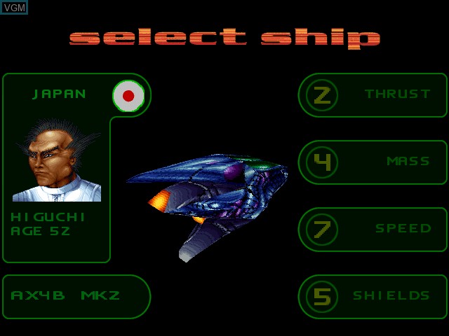 Menu screen of the game CyberSpeed on Sony Playstation