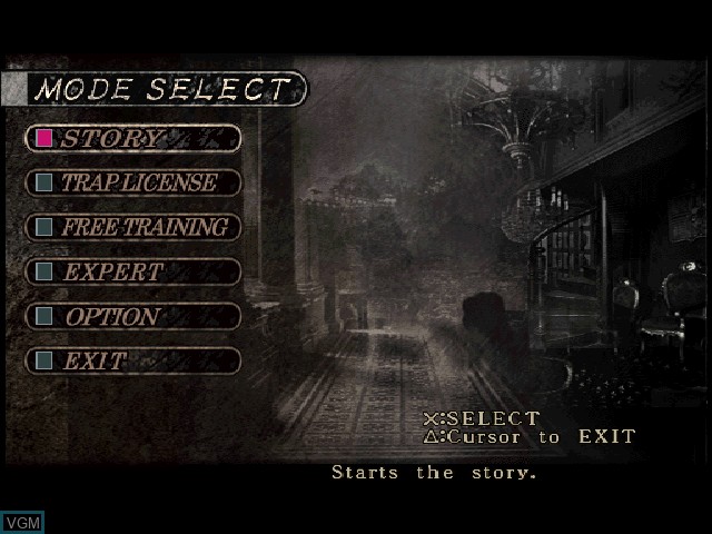 Menu screen of the game Deception III - Dark Delusion on Sony Playstation