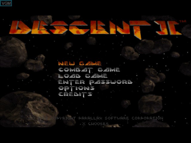 Menu screen of the game Descent 2 on Sony Playstation