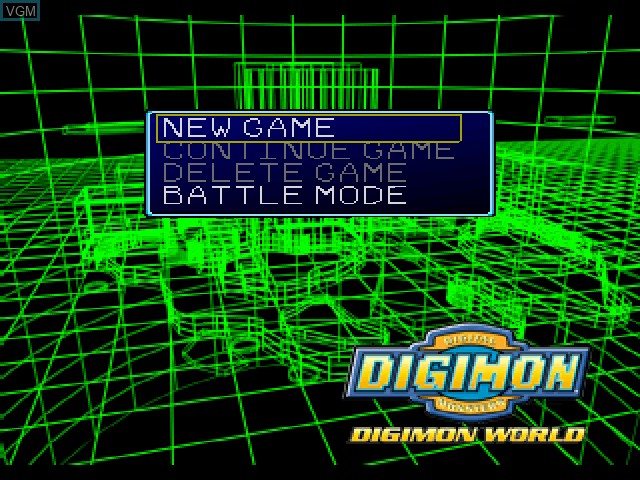 Menu screen of the game Digimon World on Sony Playstation