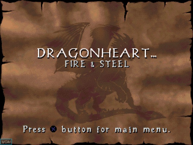 Menu screen of the game DragonHeart - Fire & Steel on Sony Playstation