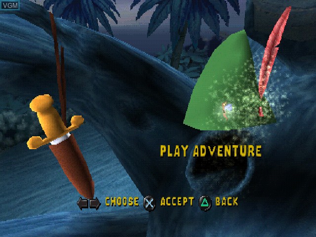 Menu screen of the game Peter Pan - Adventures In Never Land on Sony Playstation